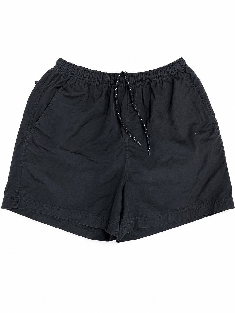 Vintage 90s ProSpirit Black Nylon Athletic Shorts Size M Drawstring Zip Pocket